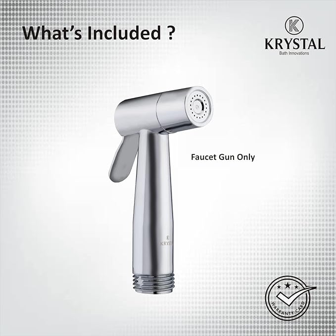 KRYSTAL Bathroom Jet Spray For Toilet - Health Faucet For Toilet - Hand Faucets - Premium Chrome Finish - Sink Sprayer - Easy Grip, Leak Proof, Wash Bidet, Only Head, Acrylonitrile Butadiene Styrene