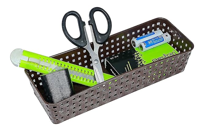 KSP HOME Plastic (pack of 6) Multipurpose Desk Organizer Tray Office Drawer Dividers Storage Bins for Kitchen, Bathroom, Office, Makeup, Bedroom Dresser, Craft Basket Rack Multicolour (23×8×5 cm)