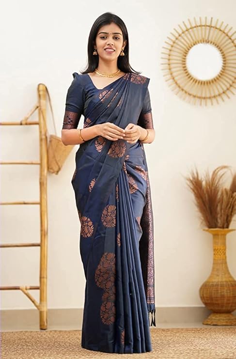 Sidhidata Textile Women's Banarasi Soft Silk Saree With Unstitched Blouse Piece (Free Size)