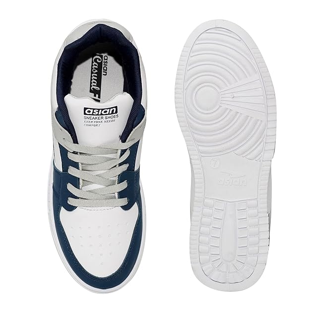 Men's Casual White Sneaker Shoes with Synthetic Upper | Lightweight Lace-Up Shoes for Men's & Boy's