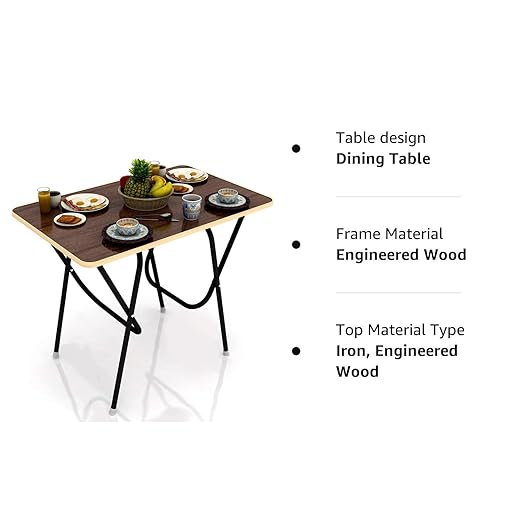 wow craft Multi Purpose Foldable and Portable 2 Seater Dining Table for Home, Kitchen Made with Engineered Plywood top and Powder Coated Finish (Mango Brown)