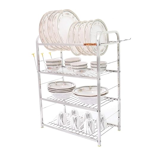 Home Creations 4 Layer 18 x 24 inch Kitchen Dish Rack/Kitchen Utensils Stand(Stainless Steel)