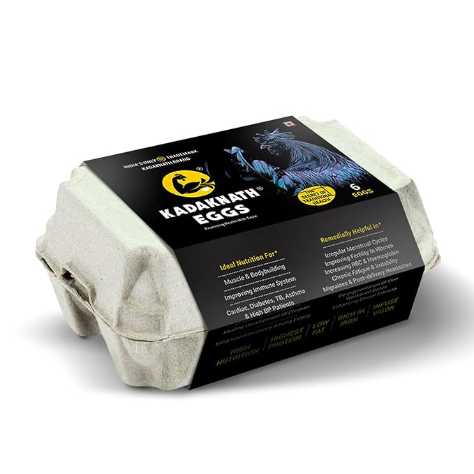 Kadaknath Free Range Organic Pure Kadaknath Eggs, High Protein Eggs. Rich in Iron Content, Low in Cholesterol (Pack of 6 Eggs)