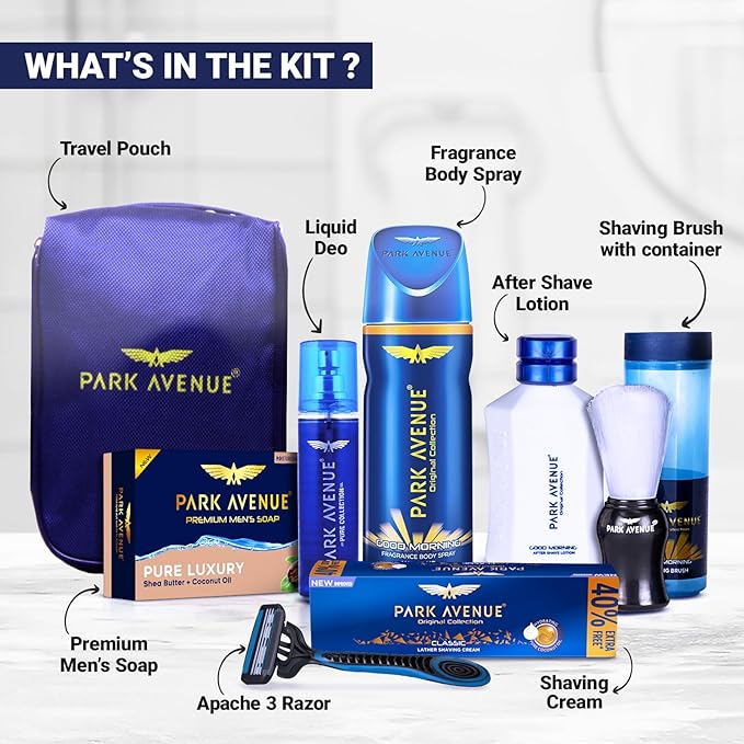 Park Avenue Luxury Grooming Collection 8 in 1 Combo Grooming Kit for men | Valentine's Day Gift Set for men | Gift Hamper for men, Multicolor