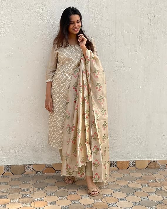 GoSriKi Women Kurta with Pant & Dupatta