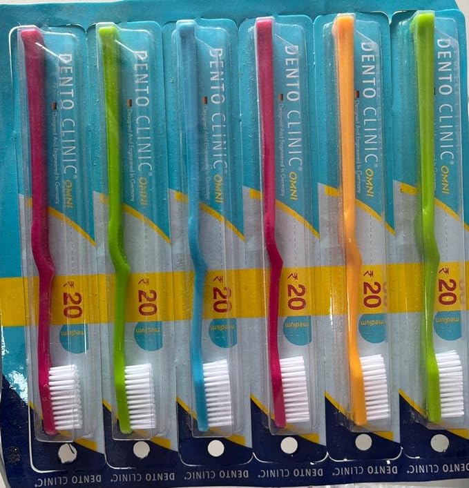 Dento Clinic Manual Toothbrush For Adults, Pack of (Meduim, 6)