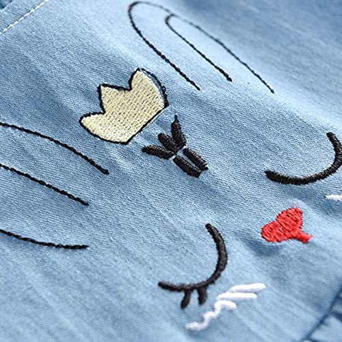 BENKILS Cute Fashion Floral Embroidered Cotton Denim Casual Frocks Dress