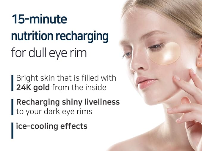 PETITfÉE 24k GOLD HYDROGEL EYE PATCHES for Puffy Eyes, Under-eye Wrinkles & Dry Under-eye Skin. PACK OF 60 (30 Pairs)