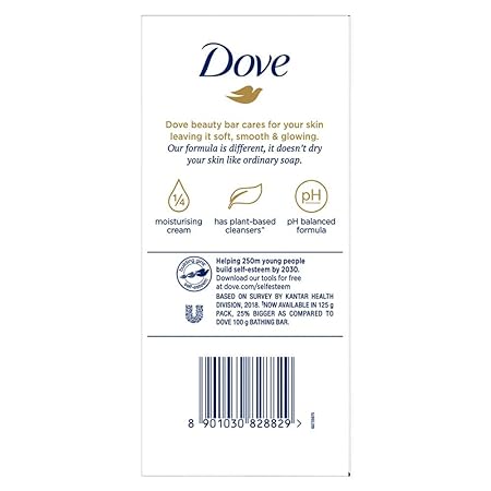 Dove Cream Beauty Bathing Soap Bar 125g (Combo Pack of 8) | With Moisturising Cream for Softer Skin & Body, Nourishes Dry Skin more than Ordinary Soap