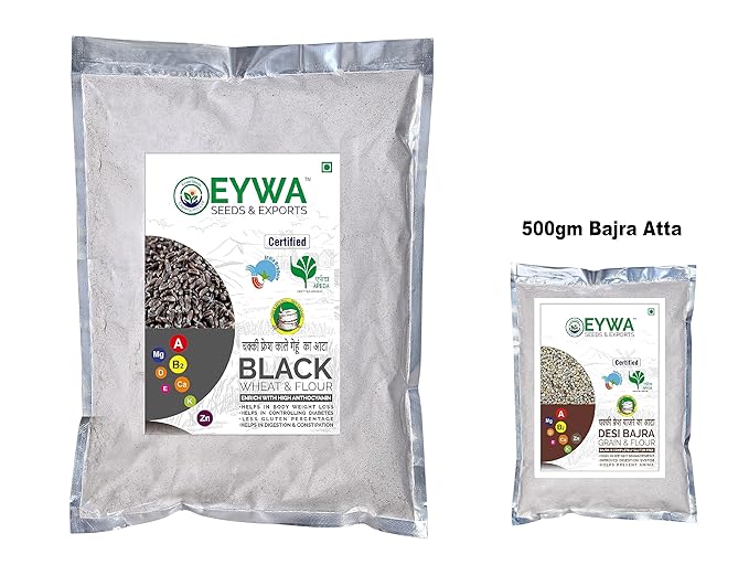 BLACK WHEAT FLOUR (5 KG) for eating and cooking | kale gehu ka atta | Produce of India from Organic Farms | BY EYWA