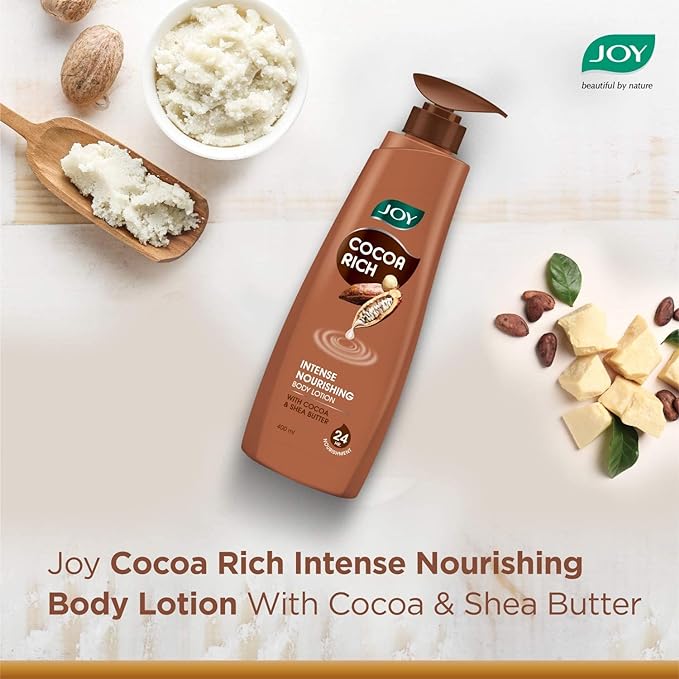 Joy Cocoa Rich Intense Nourishing Body Lotion with Shea Butter - Deep Hydration - Moisturizing Formula for Soft and Supple Skin - Enriched with Cocoa Extracts Moisturiser 400ml