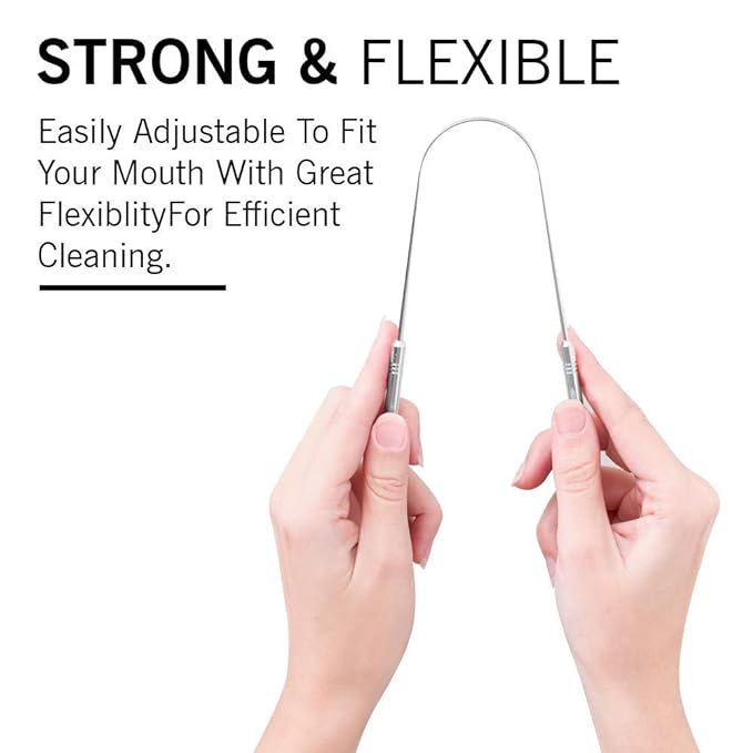 EVEN 2 Piece Tongue Cleaner for Men and Women, Adults Pure Stainless Steel Tongue Cleaner for fresh breath improved Taste Sense & Bacteria Removal. (STEEL 2 PIECE M1)