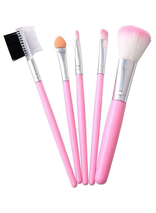 LIPCHEEK - HAPPINESSINSIDE TYA 6155 Makeup Kit with 5 Pink Makeup Brushes, 3in1 Combo, 36H Eyeliner, Kajal, Compact, Lipstick, Fixer, Primer, Contour, Foundation, 3 Makeup Puffs - (Pack of 20)