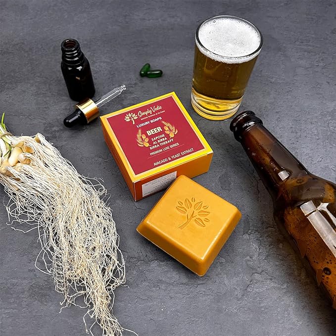 Simply Vedic Luxury Cold Pressed Beer Soap Bar| Deep Moisturizing, Pore Cleansing, Soft Youthful Skin| for Hand, Face, Body| Bathing Soap Infused with Essential Oil, Gift Set for Men Women, 115 grams