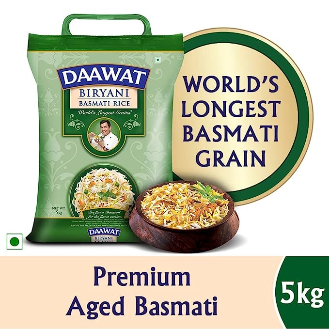 Daawat Biryani, World's Longest Grain, Aged Basmati Rice, 5 Kg