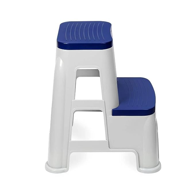 SKYGLAMOUR Plastic 2-Step Stool for Home | Office&Kitchen Use with Weight Bearing Capacity of 120 Kg |2 Step Stool for Home| Color: Blue; Pack of 1