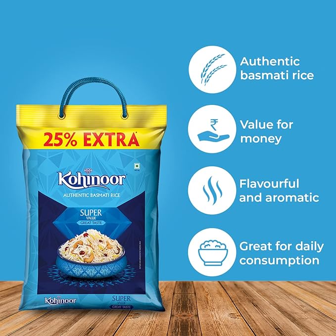 Kohinoor Super Value Basmati Rice 6.25 Kg | Authentic Basmati Rice