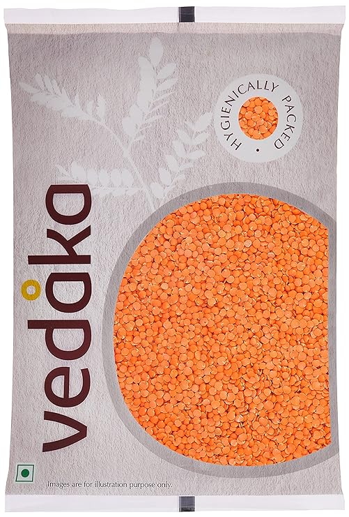 Vedaka Popular Red Masoor Dal Split, 2kg|Rich in Protein|No Cholesterol|No Additives