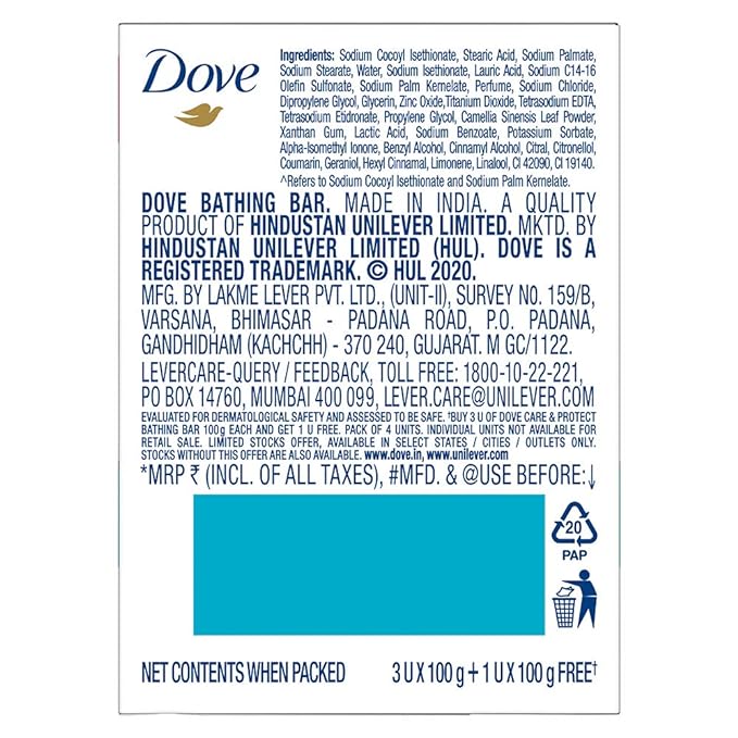 Dove Care and Protect Bathing Soaps 100g (3+1 Free Combo)