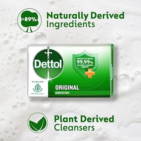 Dettol Original Germ Protection Bathing Soap Bar (300gm) | Kills 99.99% germs, 75gm - Pack of 4
