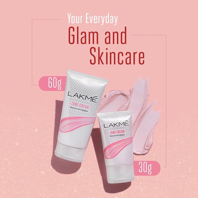 Lakme Lumi Cream - Face cream with Moisturizer + Highlighter, enriched with Niacinamide & Hyaluronic Acid - Dewy Rose, 60g