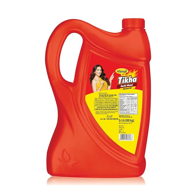 Vimal Tikha Kachi Ghani Mustard Oil (5 L Jar)