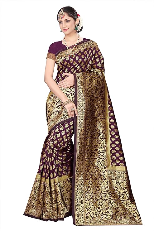 neeah Women's Woven Jacquard Banarasi Silk Saree With Unstitched Blouse Piece (s025_5.50meter)