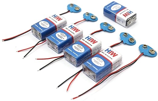 Electronic Spices - Combo of 9v Battery and 9V Battery Connector -Pair of 5