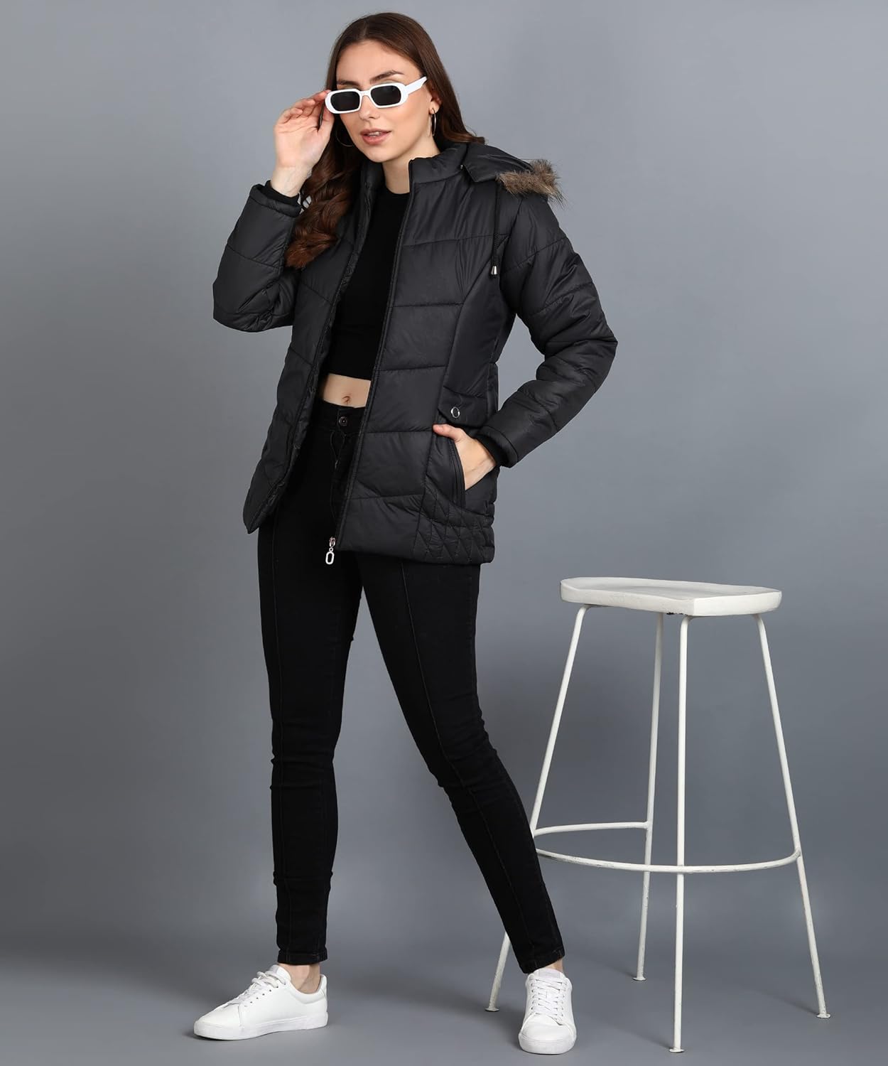 Ellipse FASHION Jacket For Girls Jacket For Women’s Latest Solid Color Stylish Long Jacket/Women's Quilted Jacket Full Sleeves Winter Jacket Girls Winter Wear Jacket