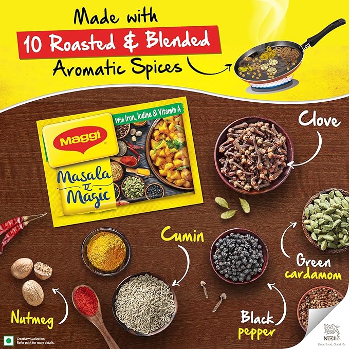 MAGGI Masala-ae-Magic Vegetable Masala, 72g Pouch (6g x 12 Sachets) | All in One Masala for Dry Vegetables, Paneer, Dal & more