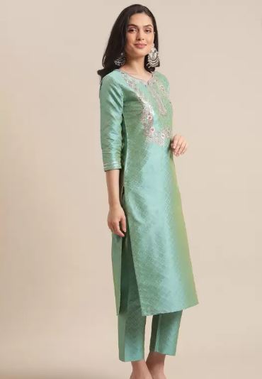 Women Silk Blend Kurta Trouser Set