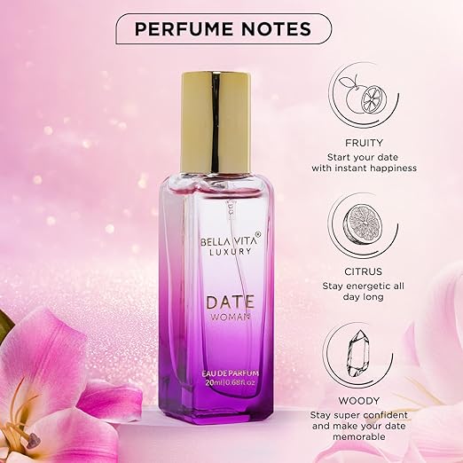 Bella Vita Luxury Date Eau De Parfum Perfume for Women with Pink Pepper, Red Fruit & Jasmine |Fruity & Spicy Long Lasting EDP Frgarance Scent, 20ml