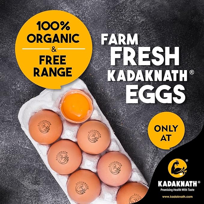 Kadaknath Free Range Organic Pure Kadaknath Eggs, High Protein Eggs. Rich in Iron Content, Low in Cholesterol (Pack of 6 Eggs)