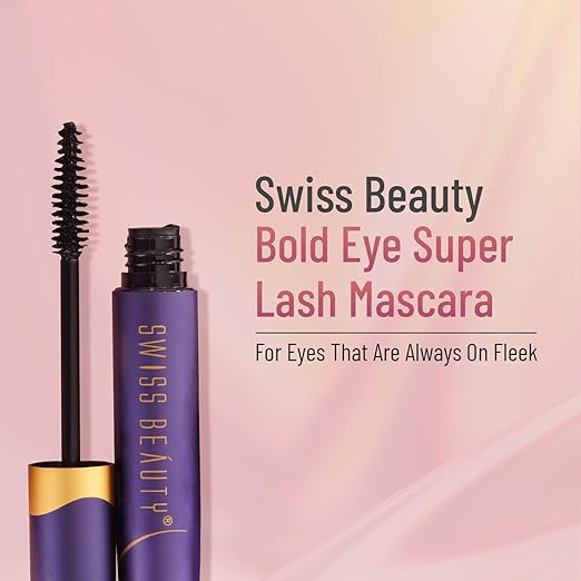 Swiss Beauty Bold Eye Super Lash Waterproof Mascara For Thicker Lashes |Smudge Proof Mascara For Eye Makeup| Black, 7.5Ml |