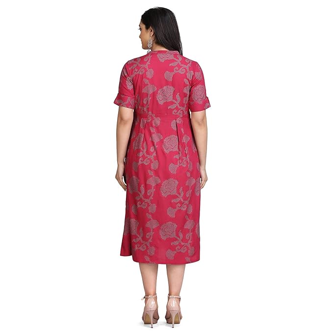 Rangavali Stylish Dress for Women | Western A-Line Maxi Long Gown for Womens | Cotton Dresses for Ladies | 1 Piece | Maroon