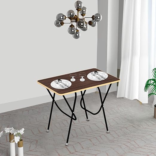 wow craft Multi Purpose Foldable and Portable 2 Seater Dining Table for Home, Kitchen Made with Engineered Plywood top and Powder Coated Finish (Mango Brown)