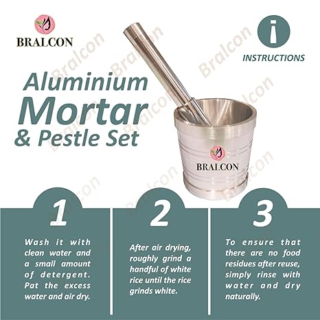 BRALCON Khalbatta for Kitchen | Okhli Masher | Morter & Pestle Set | Aluminium Khalbatta | Imam Dasta, Spice Mixer, khaldasta, okhli Masher, Kharal, okhli & musal