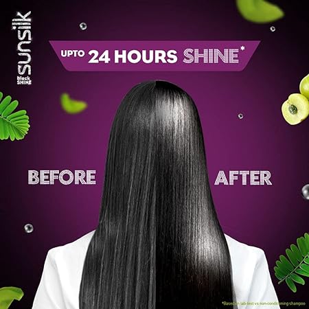 Sunsilk Stunning Black Shine Shampoo 340 ml, With Amla + Oil & Pearl Protein, Gives Shiny, Moisturised, Fuller Hair