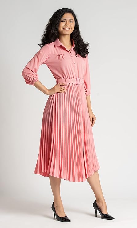 AASK Designer Plated Crape Dress for Women Stylish