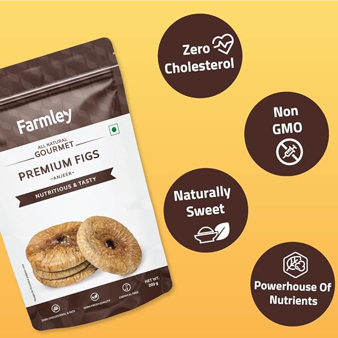Farmley Premium Afghani Dried Anjeer - 200g Rich Source of Vitamins Dietary Fiber Figs Dry Fruits