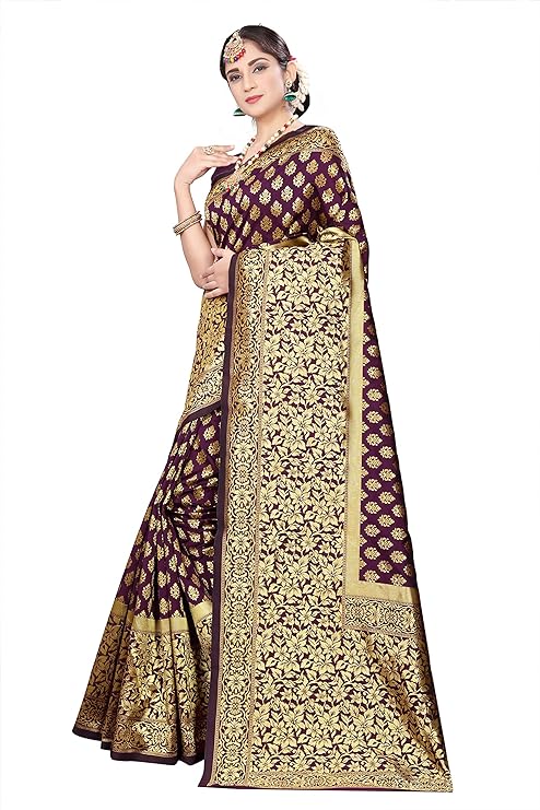 neeah Women's Woven Jacquard Banarasi Silk Saree With Unstitched Blouse Piece (s025_5.50meter)