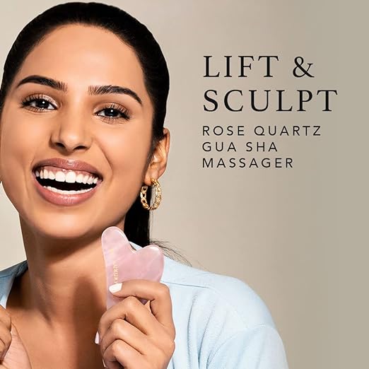 RAS Luxury Oils Rose Quartz Gua Sha; Made With 100% Authentic Rose Quartz Crystal; Lifts & Contours, Improves Skin Elasticity, Reduce Fine Lines & Wrinkles; Pack of 1