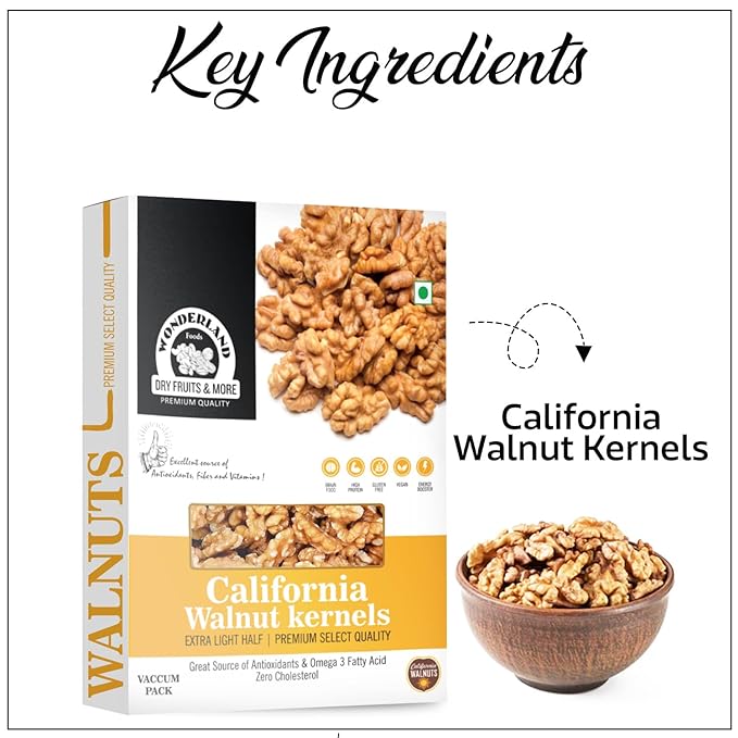 WONDERLAND FOODS Dry Fruits | California Walnut Kernels (Akhrot Giri) | 200g Box