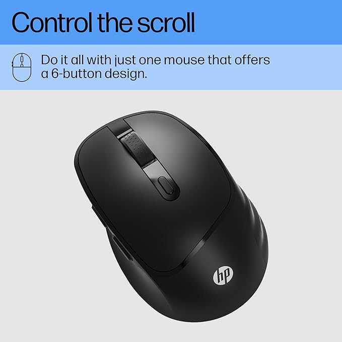HP M120 Wireless Mouse, USB-A Nano dongle, 2.4 GHz Wireless Connection, 6 Buttons, Up to 1600 dpi, Optical Sensor, Ergonomic Design, 12-Month Battery Life, 3-Year Warranty, 60g±5%, Black, 7J4G4AA