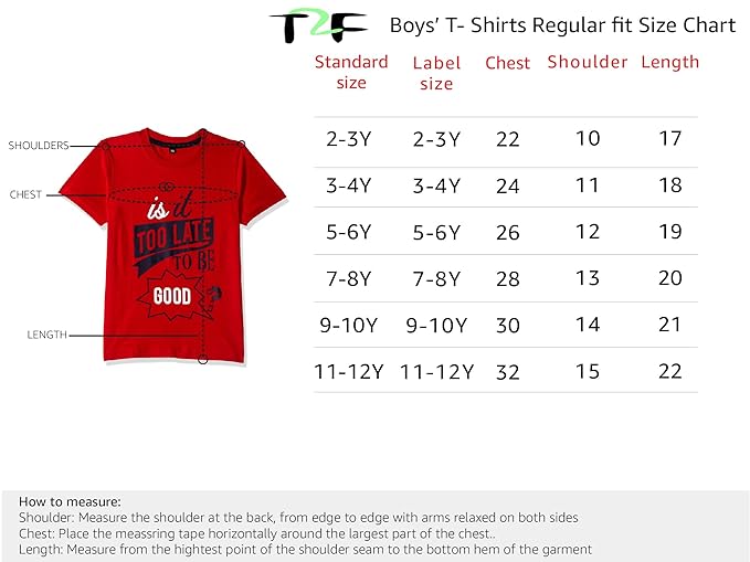 T2F Boy's Regular Fit T-Shirt