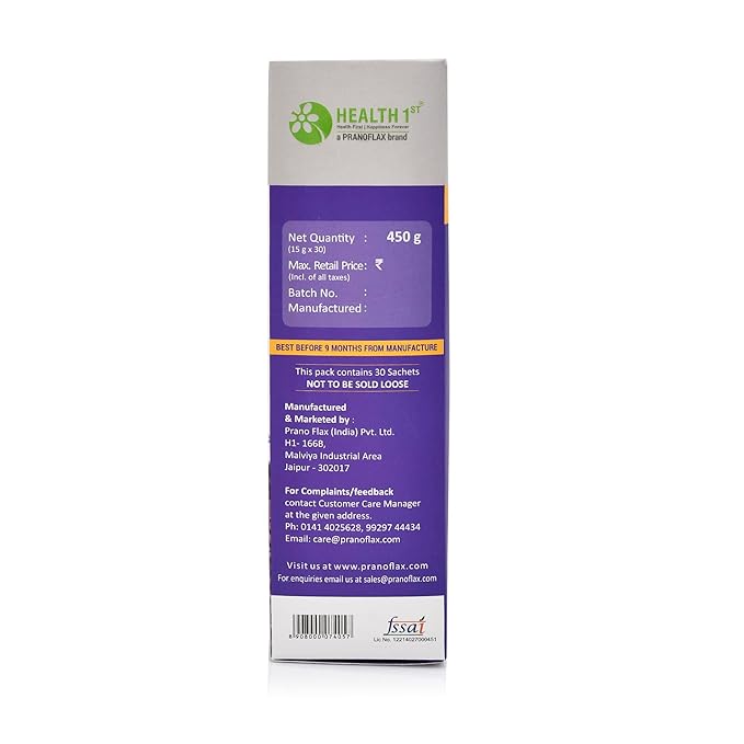 HEALTH 1st Cold Milled Flaxseed Powder 450 Grams (30 Sachets x 15 Gm)