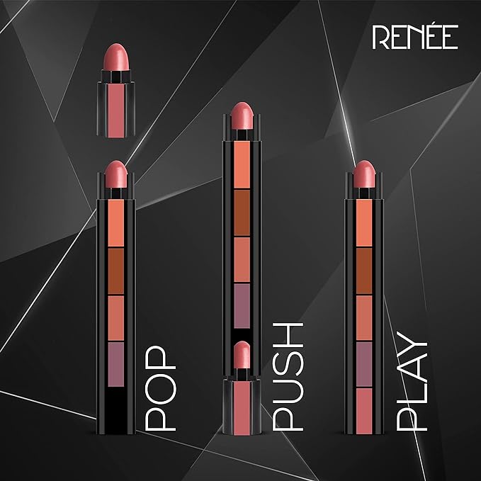 RENEE Fab 5 Nude 5 in 1 Lipstick 7.5gm - Five Shades in One -long Lasting, Matte Finish - Non Drying Formula With Intense Color Payoff - Compact & Easy to Use