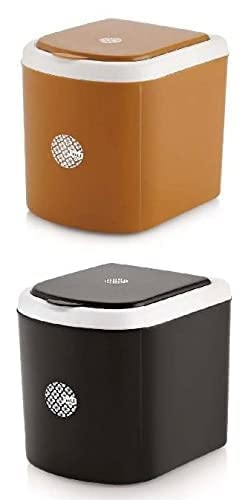 KSP HOME Small Portable Table Dustbin/Desk Dustbin with Attached lid and Swing Opening, Mini Trash bin Can Waster Bin for Office,Desk, kitchen, bedroom pack of 1 (mini-bin, Multicolor)