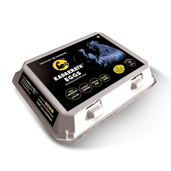 Kadaknath Free Range Organic Pure Kadaknath Eggs, High Protein Eggs. Rich in Iron Content (Pack of 12 Eggs)