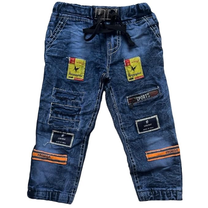 Sg Fashion Boy's Blue Regular Fit Stretchable Denim Elastic Waist Jeans